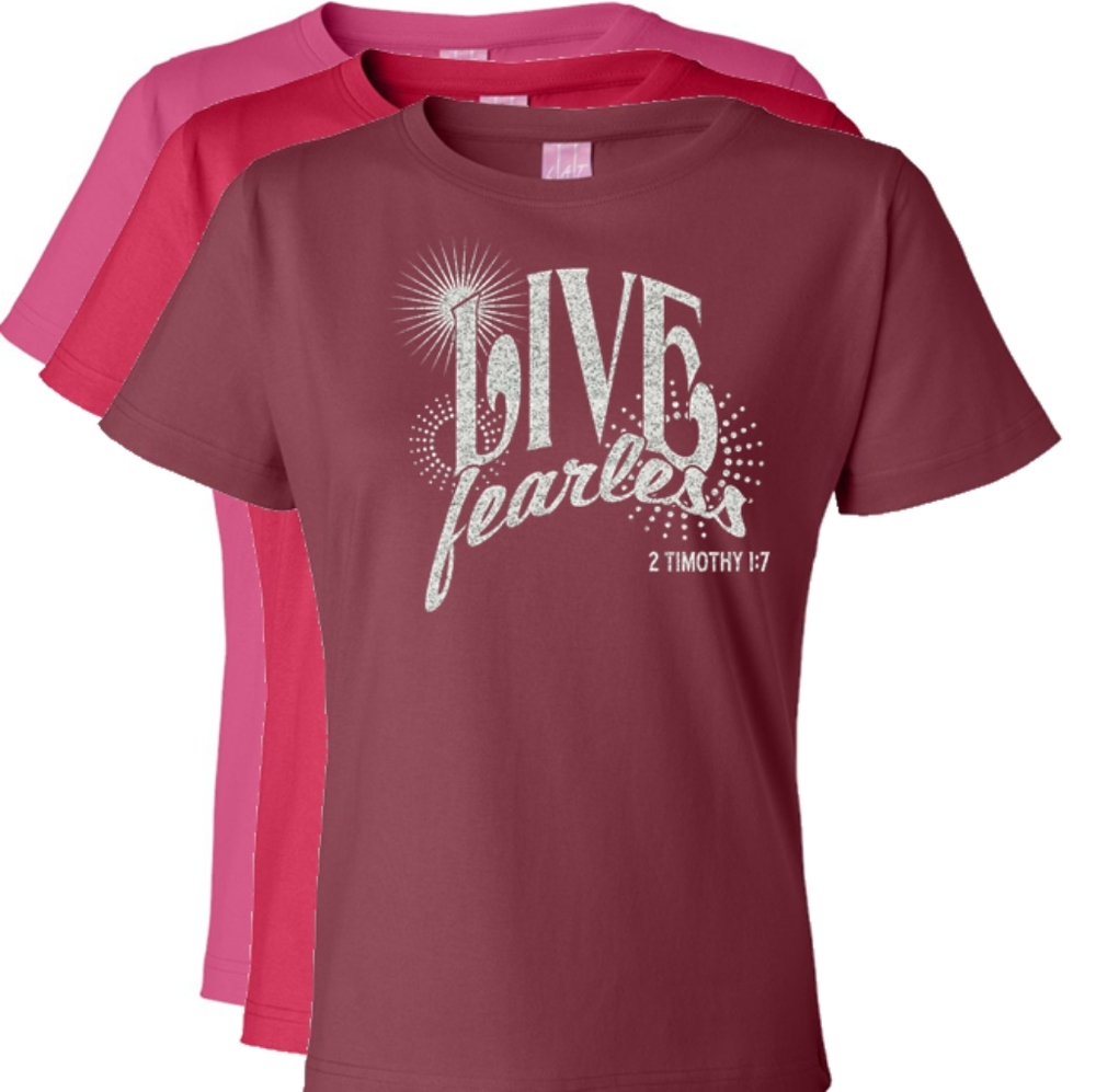 "Live Fearless" White Silver Flake Tee